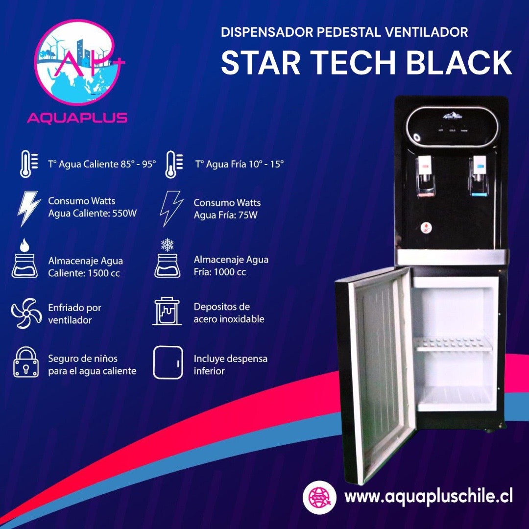 PEDESTAL STAR TECH BLACK + 2 BIDONES (incluye envase retornable)